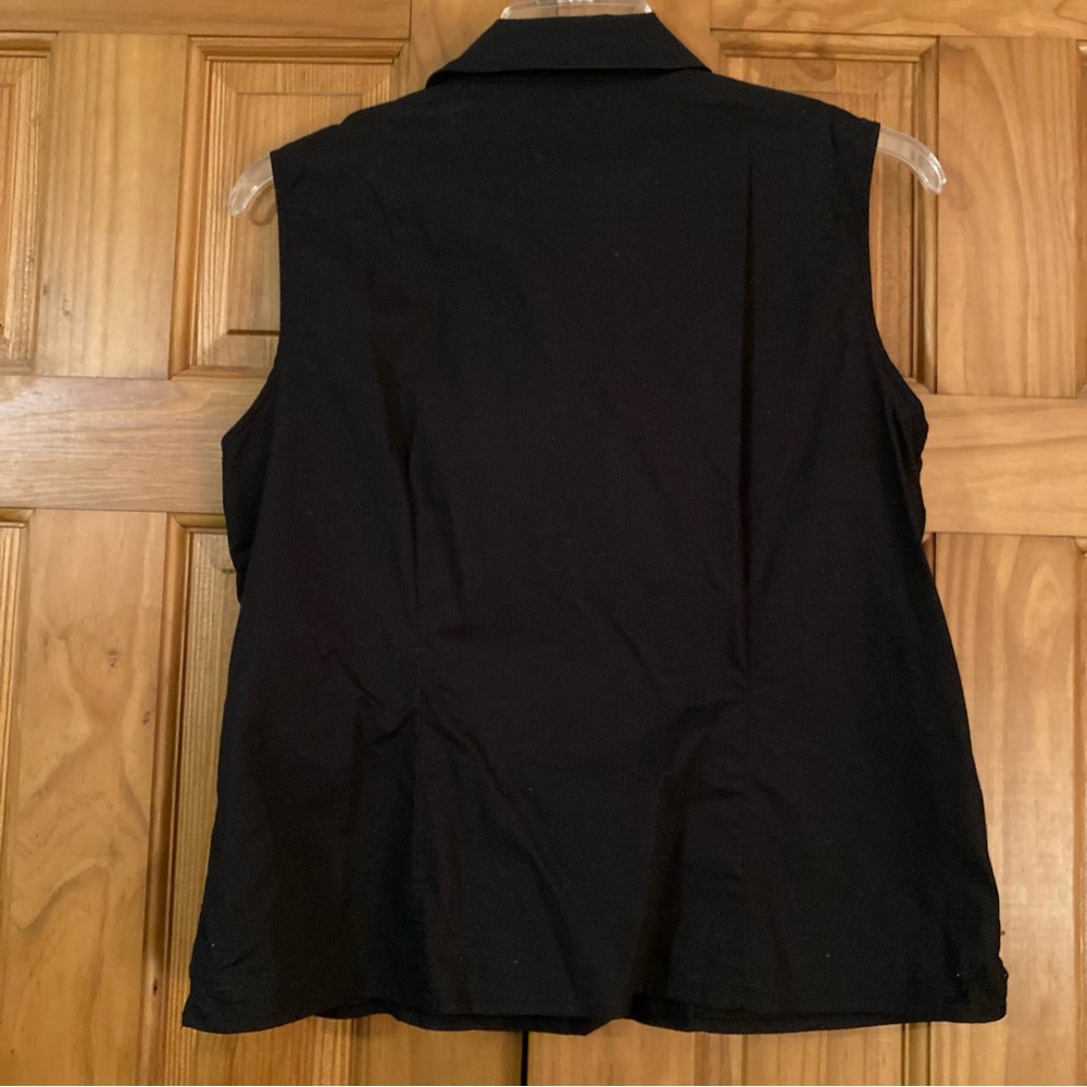 NWOT Worthington Vintage 90s Sleeveless Ruffle Top Blouse Black Women's Size 14 - Picture 9 of 12